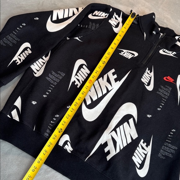 Nike Club Fleece 1/4 Zip All Over Print Sweatshirt Black White Size XXL - Picture 13 of 14